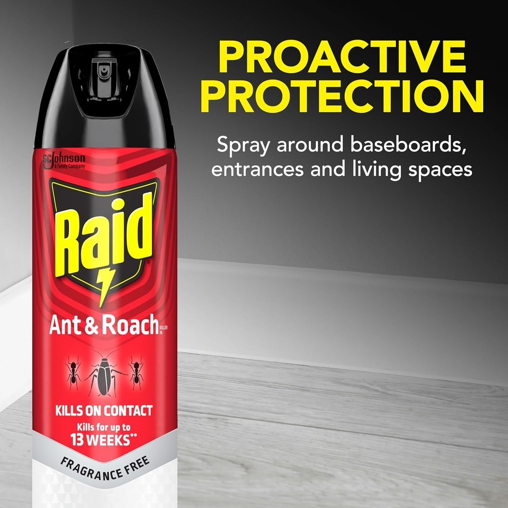 Raid Ant & Roach Killer 26, Fragrance Free Bug Killer for Home Use, Kills Bugs
