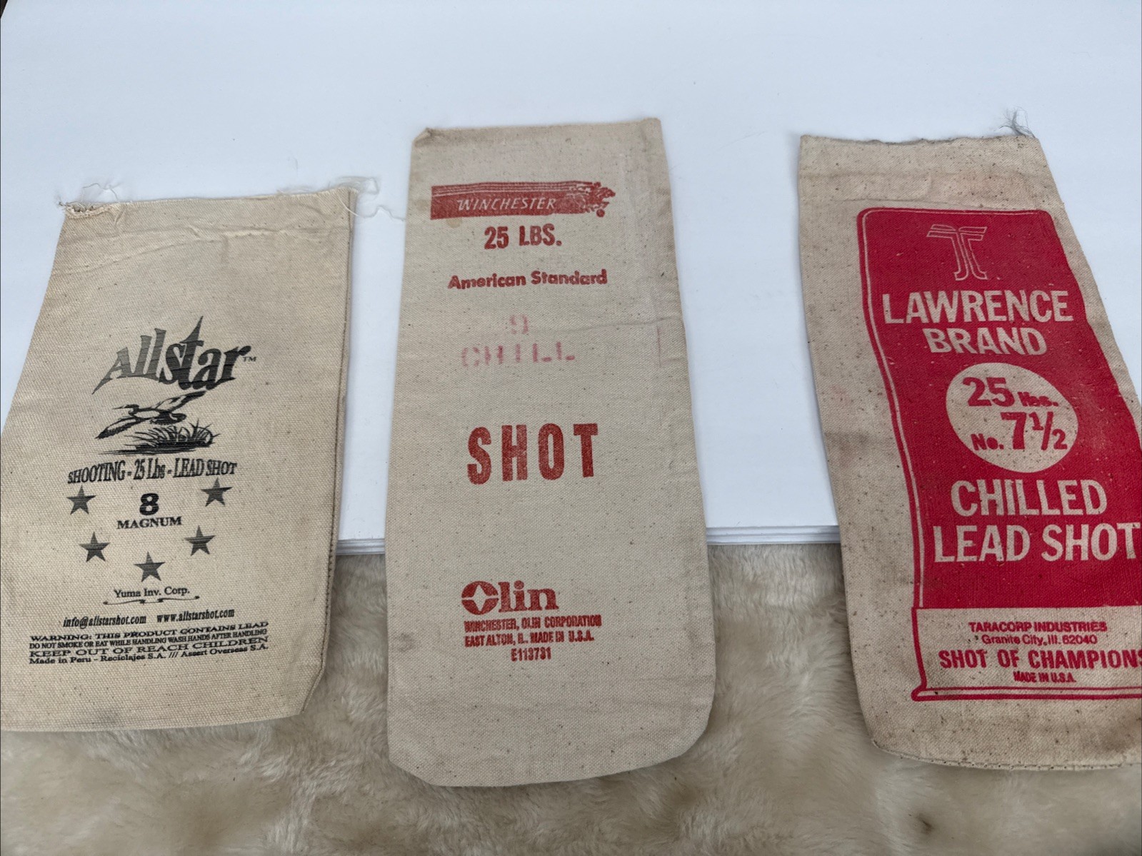 Canvas Shot Bag Lot Of 3 Allstar Winchester Lawrence Brand