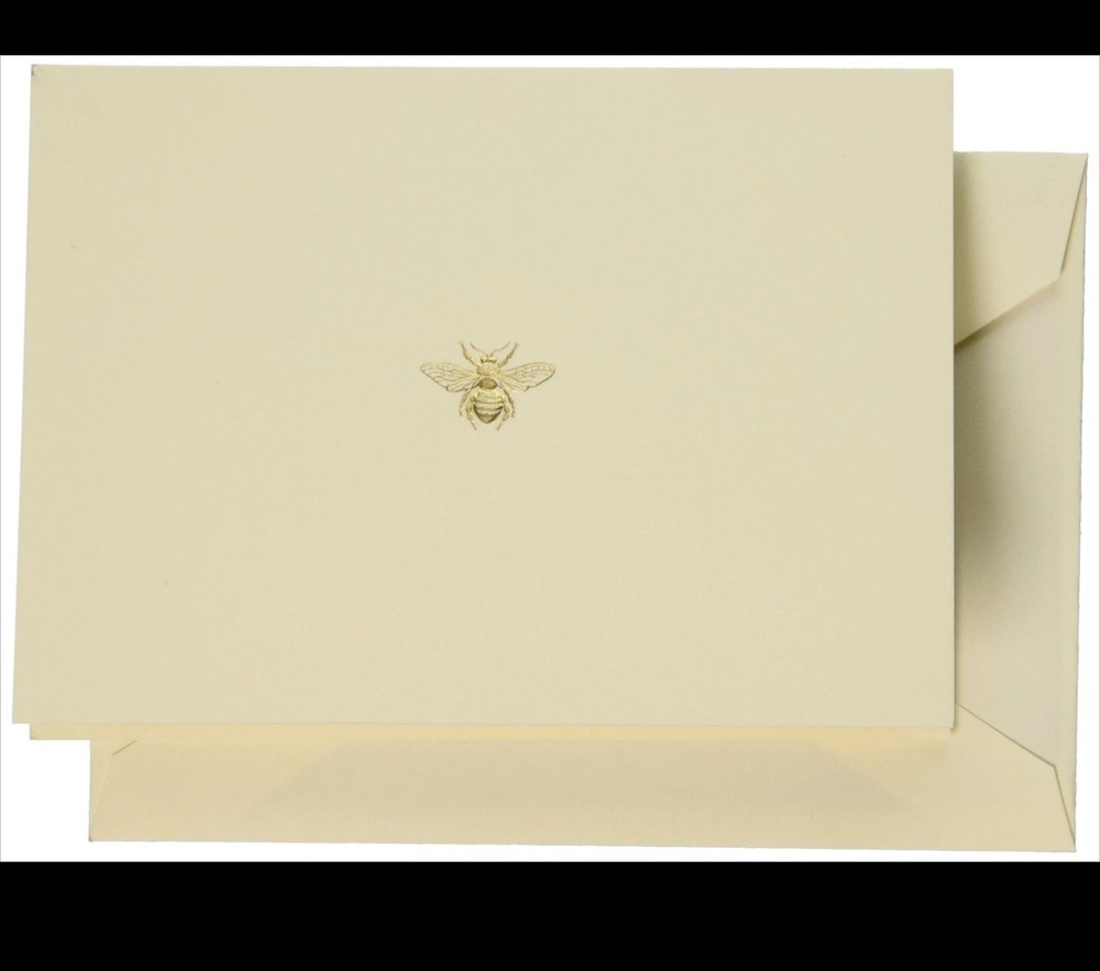 Crane & Co. Hand Engraved Bee Note RF1405 Ecruwhite Pack 10 Sets With Envelopes