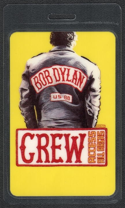 Bob Dylan Backstage Pass - 1988 Laminated Pass - Never Ending Tour