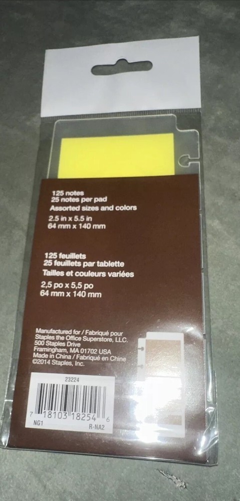 Staples Arc Adhesive Sticky Notes Customizable Notebook System 125 Pcs 2.5x5.5”