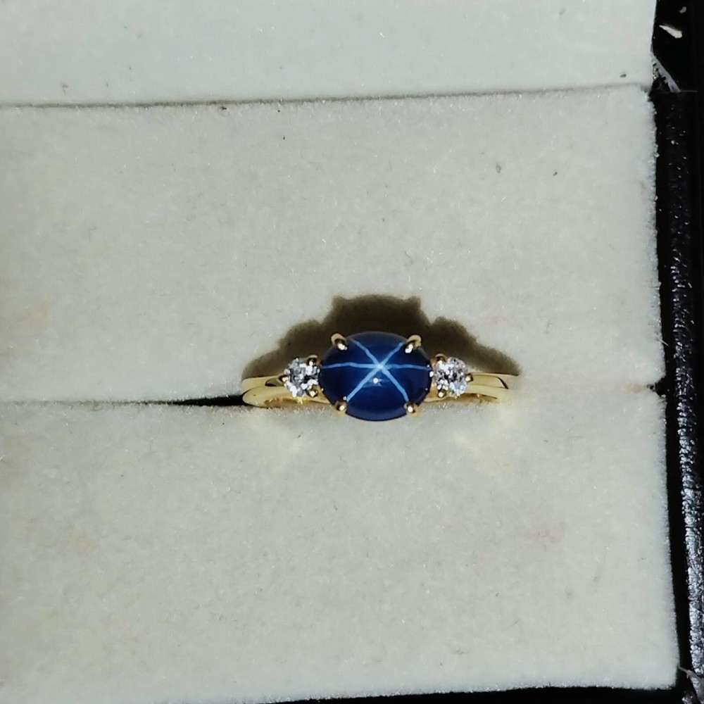 Beautiful Lindy Blue Star Sapphire Ring 925 Solid Silver Anniversary Gift Ring