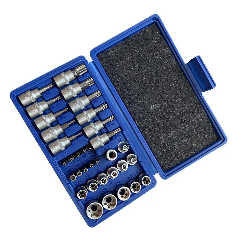 34pcs E-sleeve Hexagonal Inner and Outer Plummer Key Set 6-pointed Star Flower