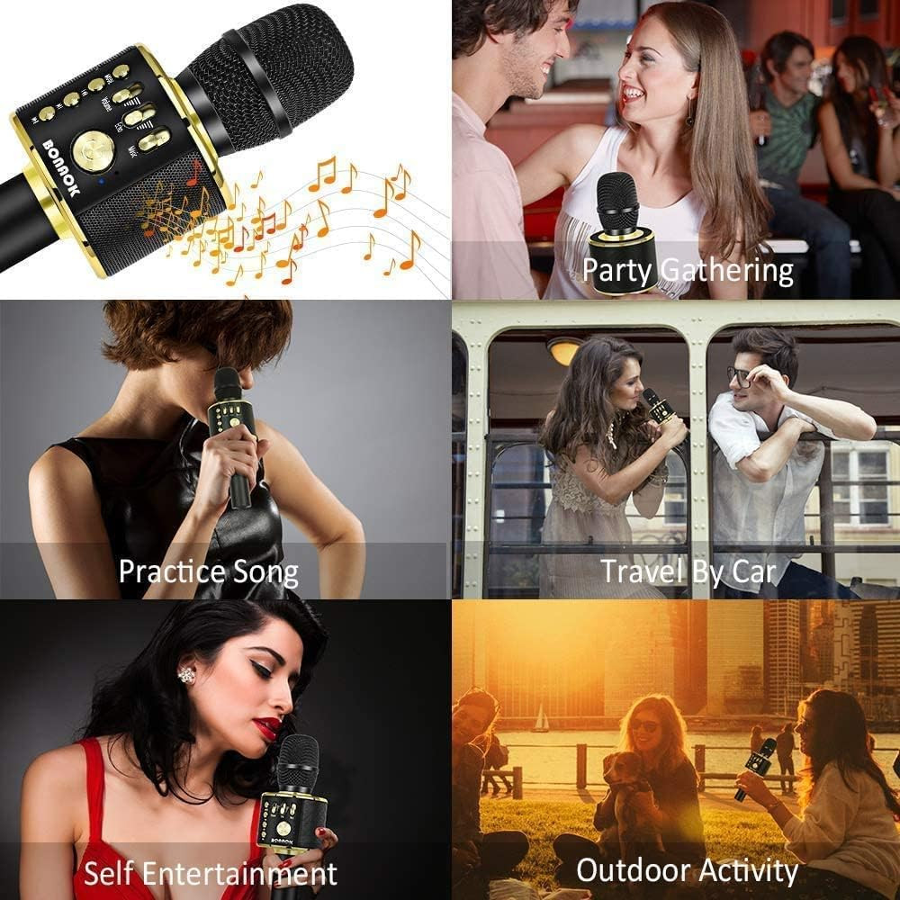 Wireless Bluetooth Karaoke Microphone, 3-In-1 Portable Handheld Mic Speaker Mach