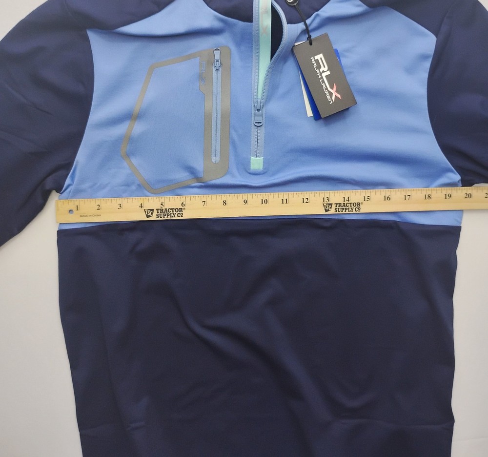 Ralph Lauren RLX Performance Quarter-Zip Golf Pullover Blue Color Block Medium