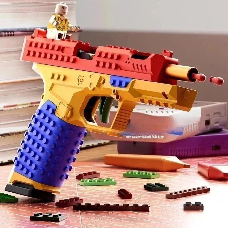 Working Building Bricks Blocks Gun Set Shooting Toy blaster firearm