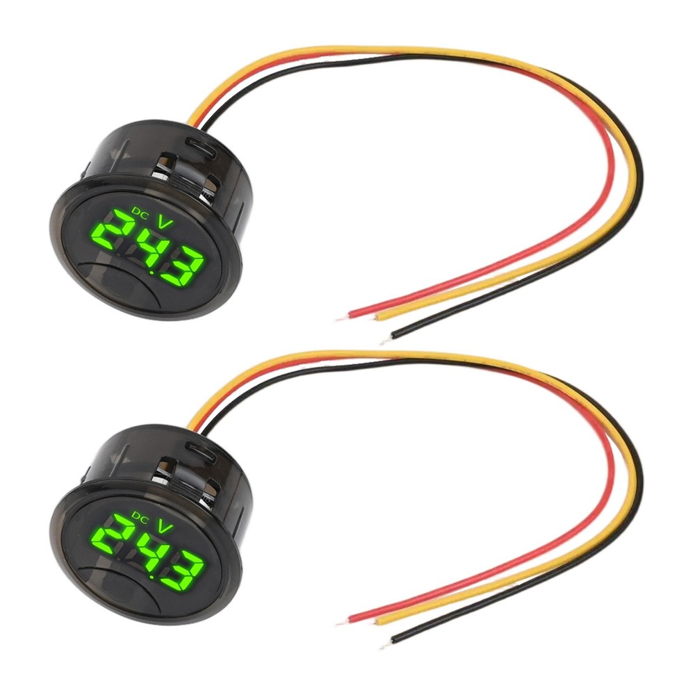 Round Digital Voltmeter with LED Display and Touch Operation for Batteries