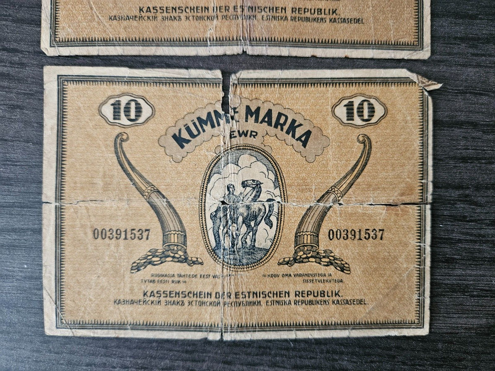 Estonia 10 marka 1919 x 2 banknotes