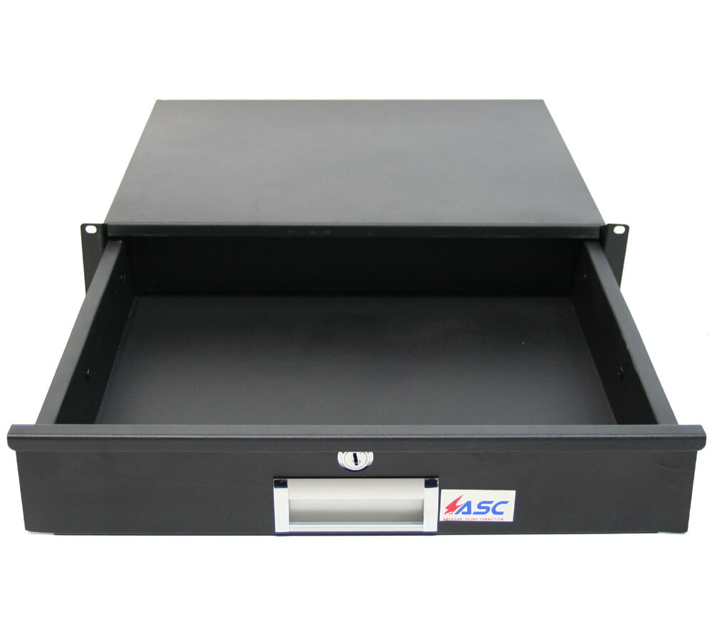 19" Rack Mount 2U Locking Drawer Pro Audio DJ Server Rack Lock Storage Cabinet