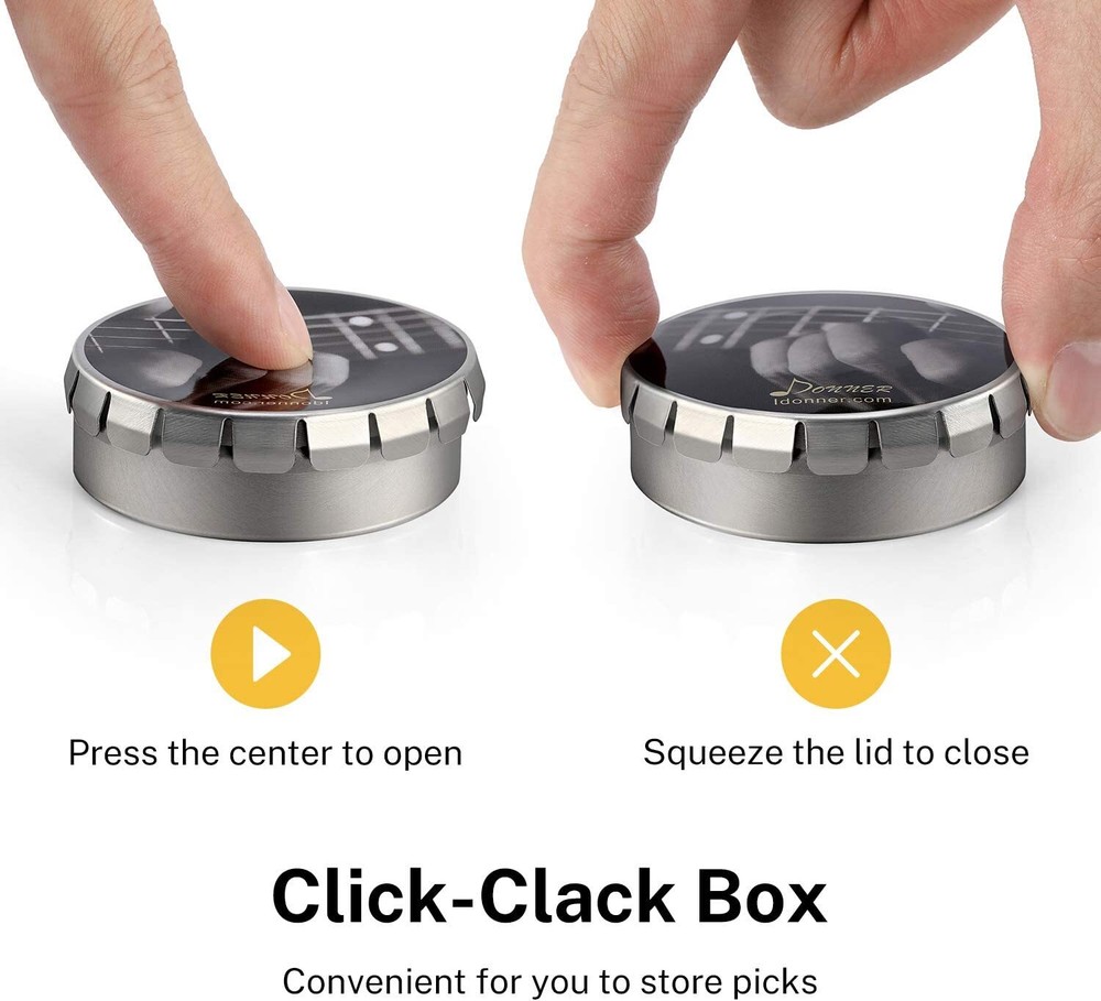 Donner Guitar Picks Celluloid 16 Pack Thin Medium Heavy Extra Heavy Picks + Case