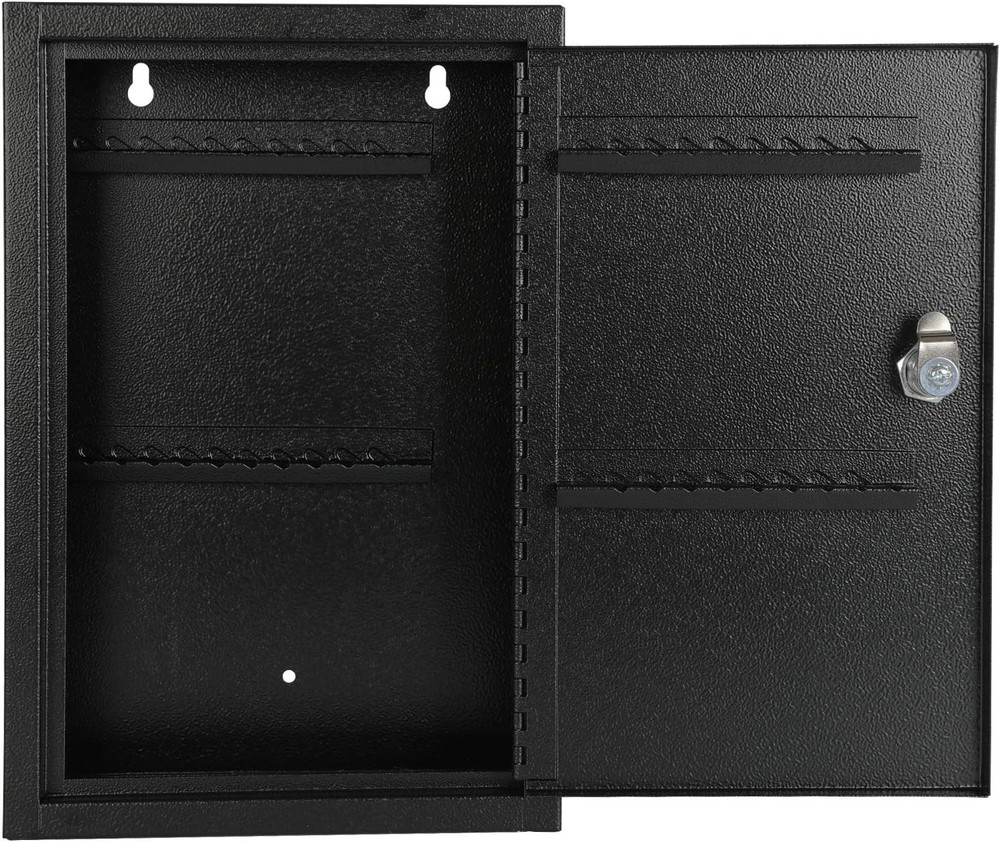 Versatile Key Management Box - Wall-Mount Lockable Holder for 40 Keys, Black