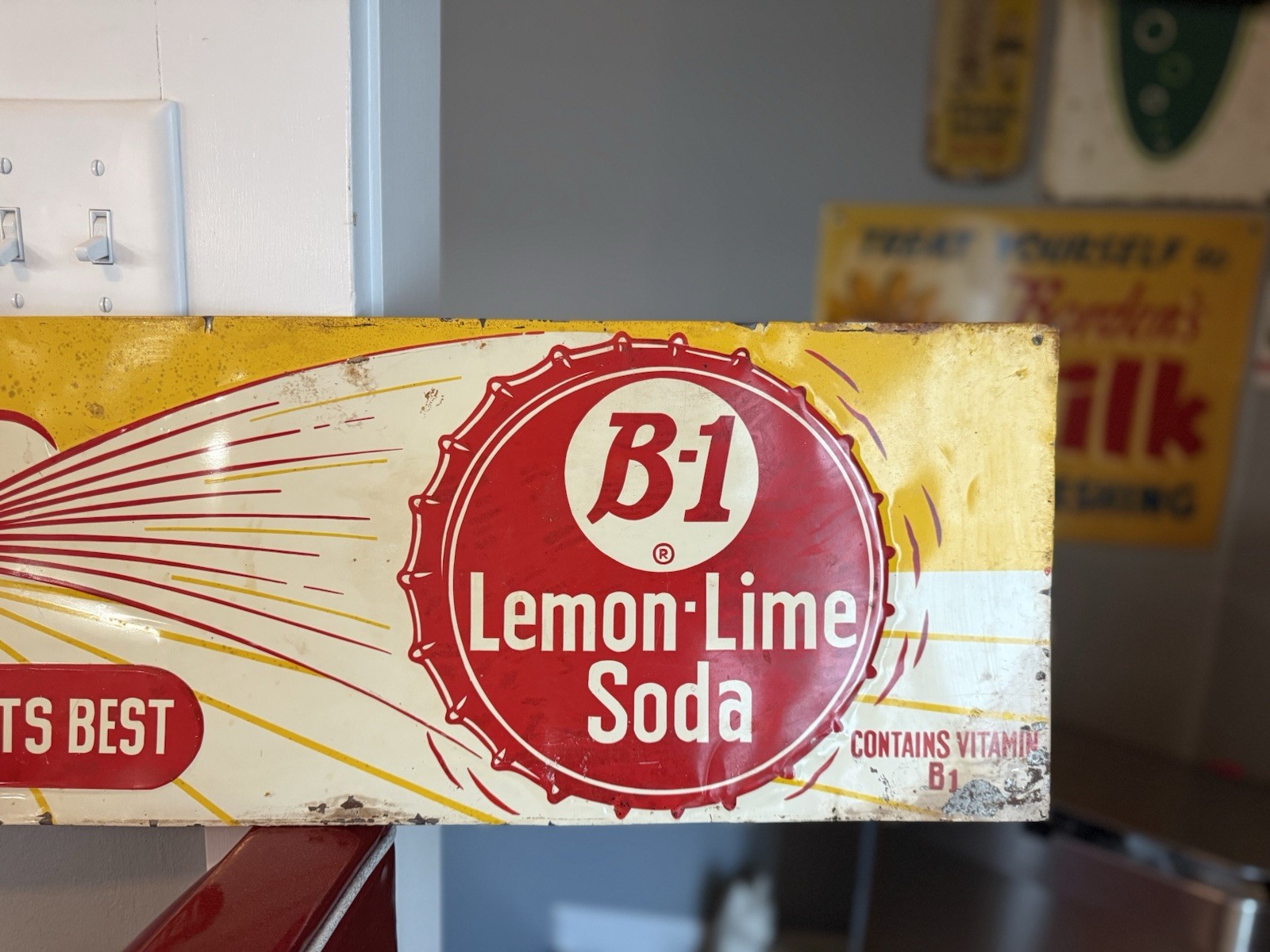 B-1 Lemon Lime Soda Embossed Vintage Advertising Sign