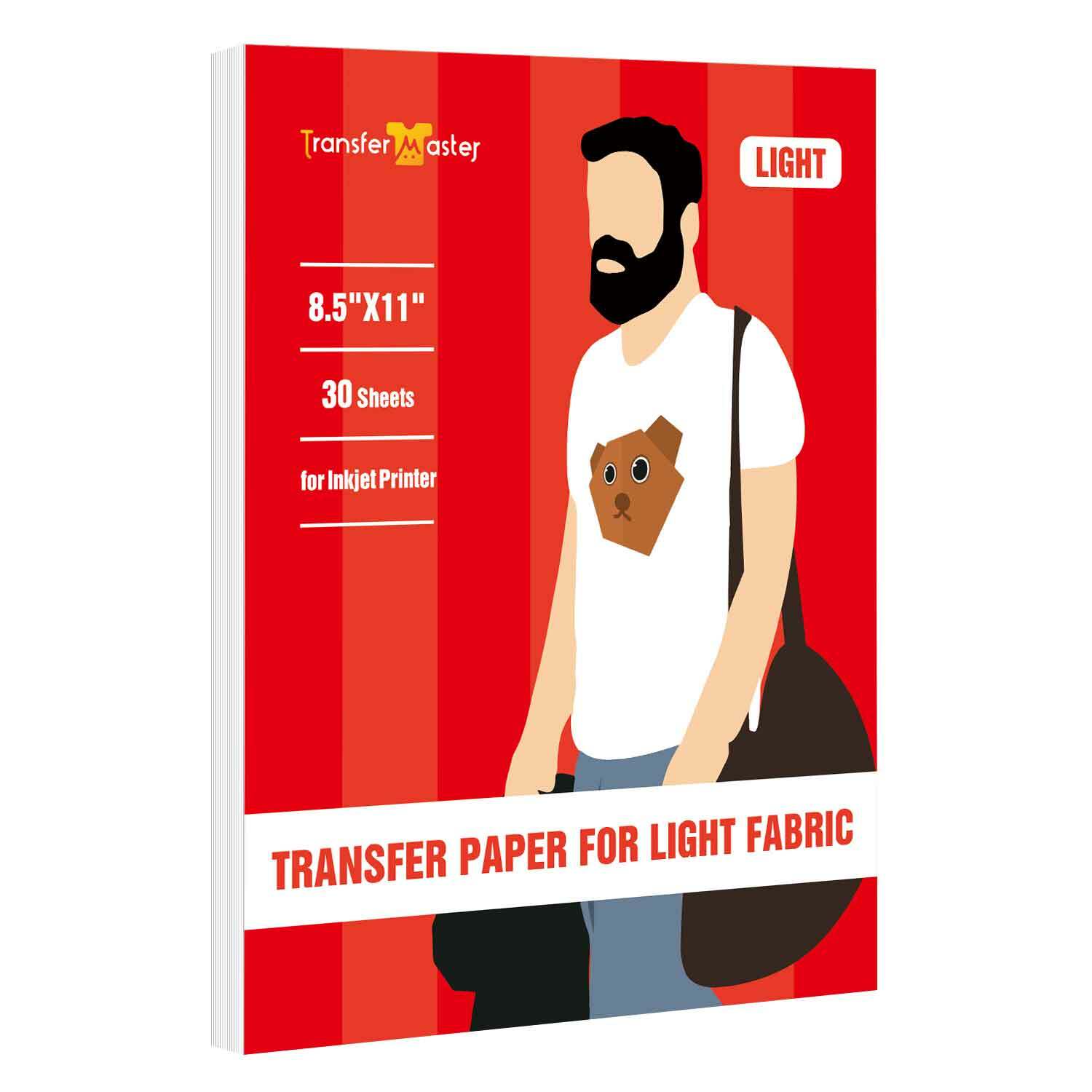30 Sheets Printable Light T-shirt Iron-on Heat Transfer Paper Inkjet & Laser 8.5