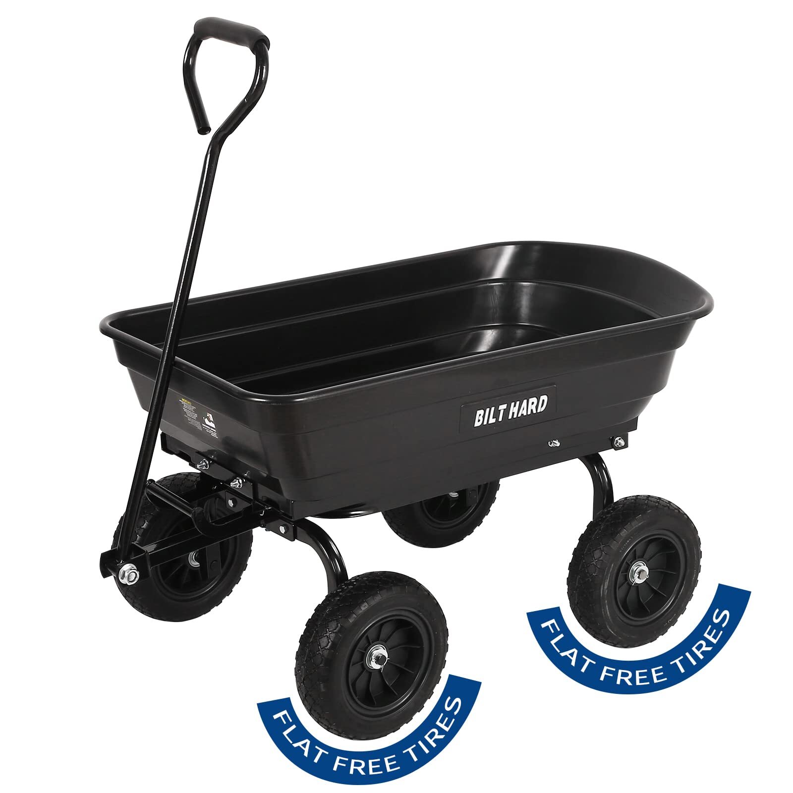 BILT HARD Poly Garden Cart 4 CU.FT 600 lbs Dump Wagon Cart 10" Tire Outdoor Yard