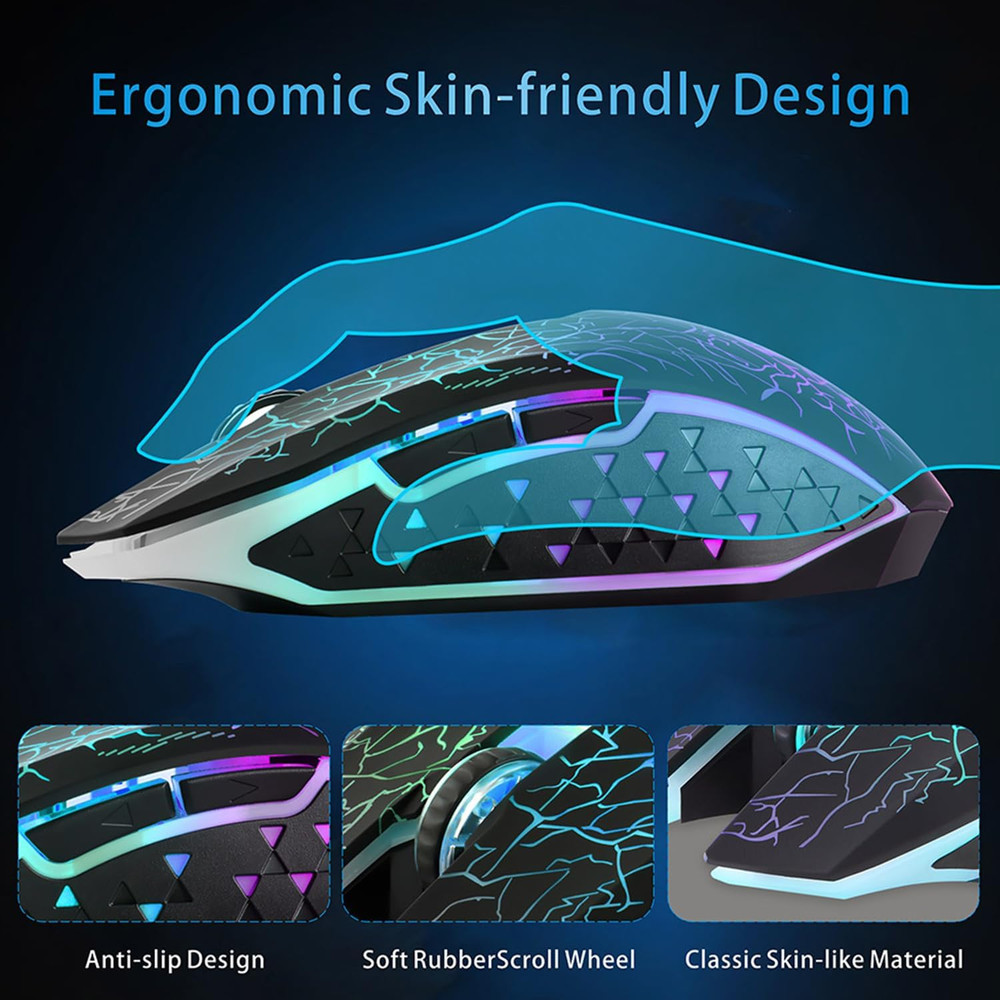 M2 Wireless Gaming Mouse, Silent Rechargeable Optical USB Computer Mice Wireless