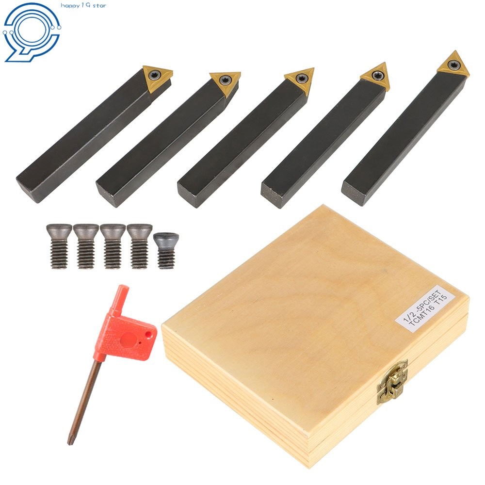 5 × 1/2" Carbide Indexable Turning Tool Lathe Tool Bit With Carbide Inserts
