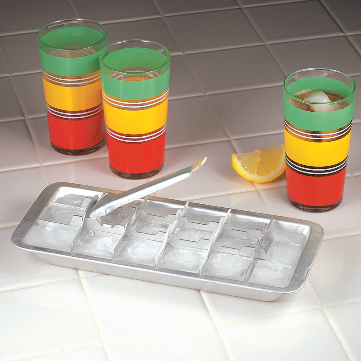 Vintage Kitchen Aluminum Metal Ice Cube Trays, Set of 2