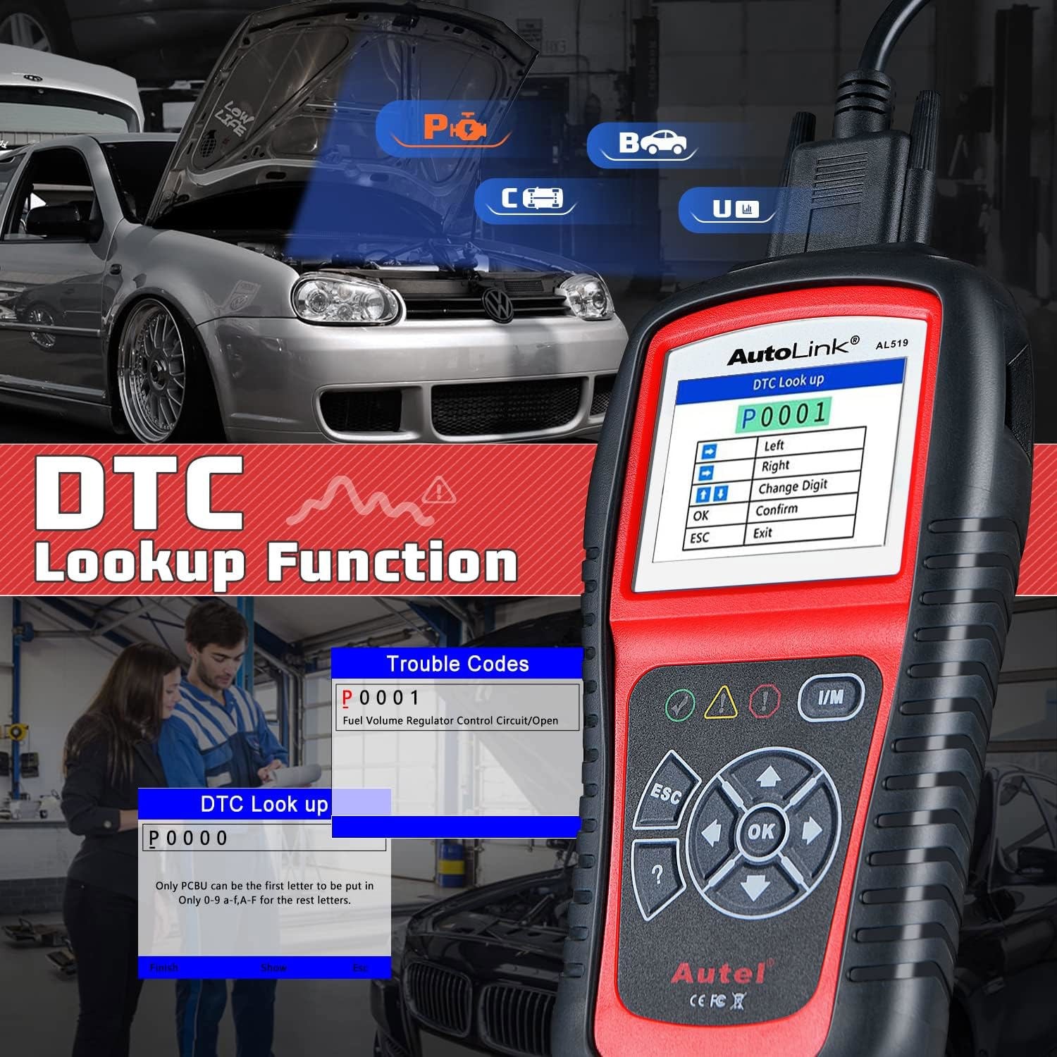 2025 Autel AutoLink AL519 OBD2 Scanner Car Diagnostic Code Reader Up from AL319