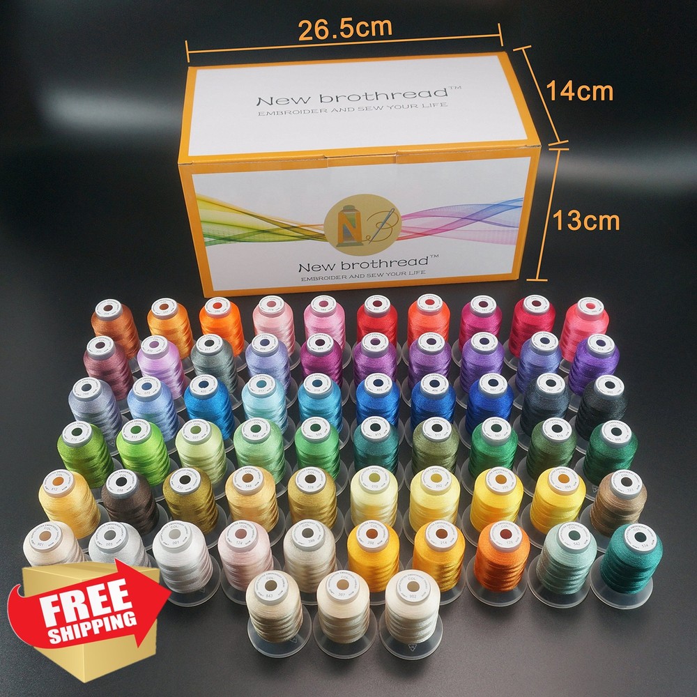 New brothread 63 Colors Polyester Embroidery Thread Kit 500M Spools