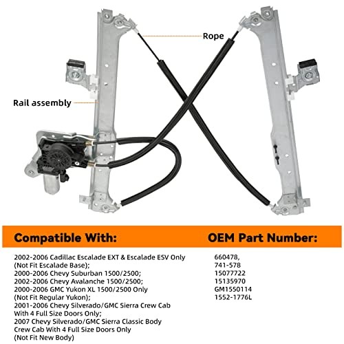 Rear Left Driver Side Power Window Regulator with Motor Rear Left (Driver) Side