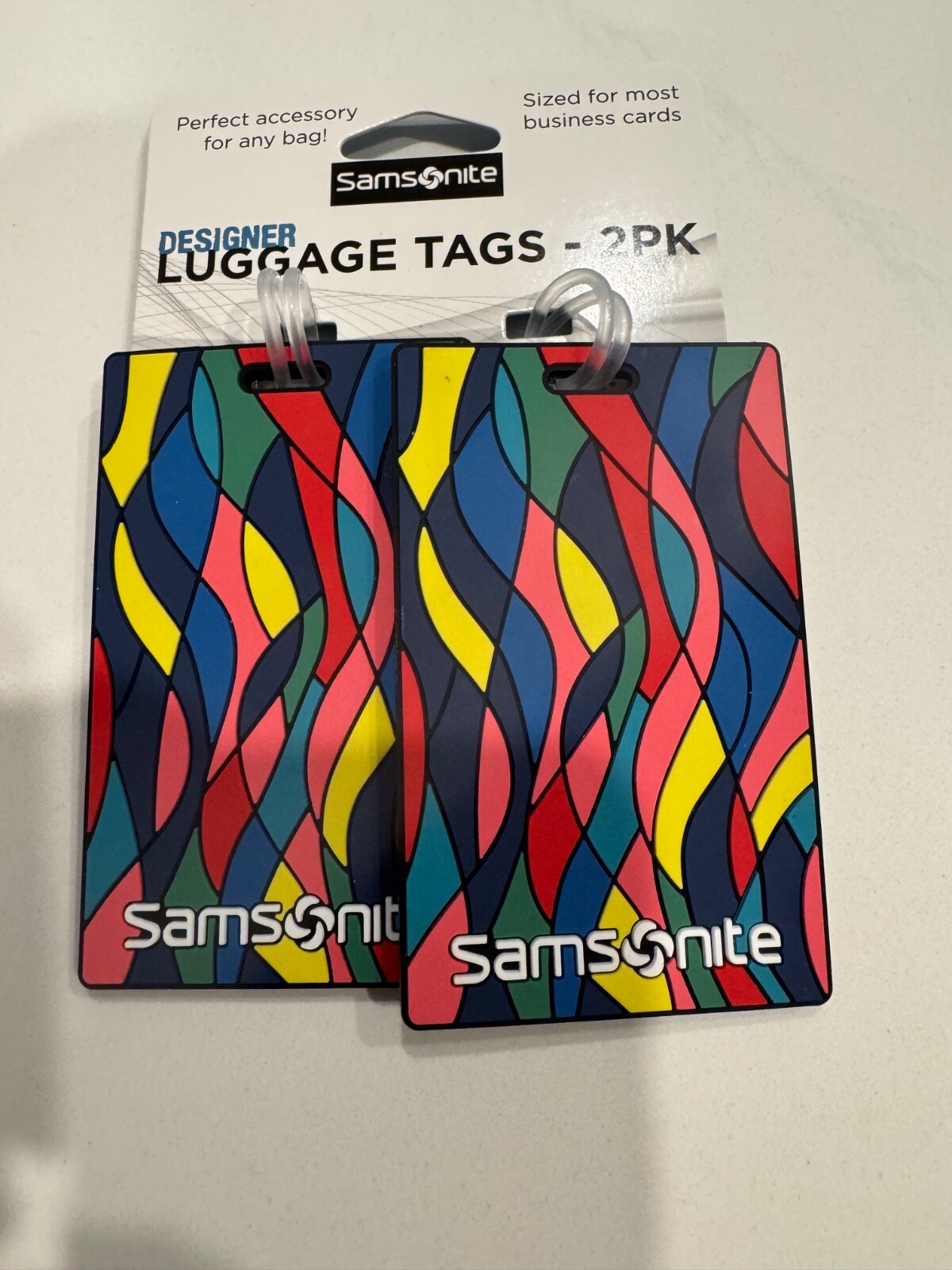 Samsonite 2 PACK Designer Luggage Tags Multi-Color Pattern NWT VECTOR FUNK PRIDE