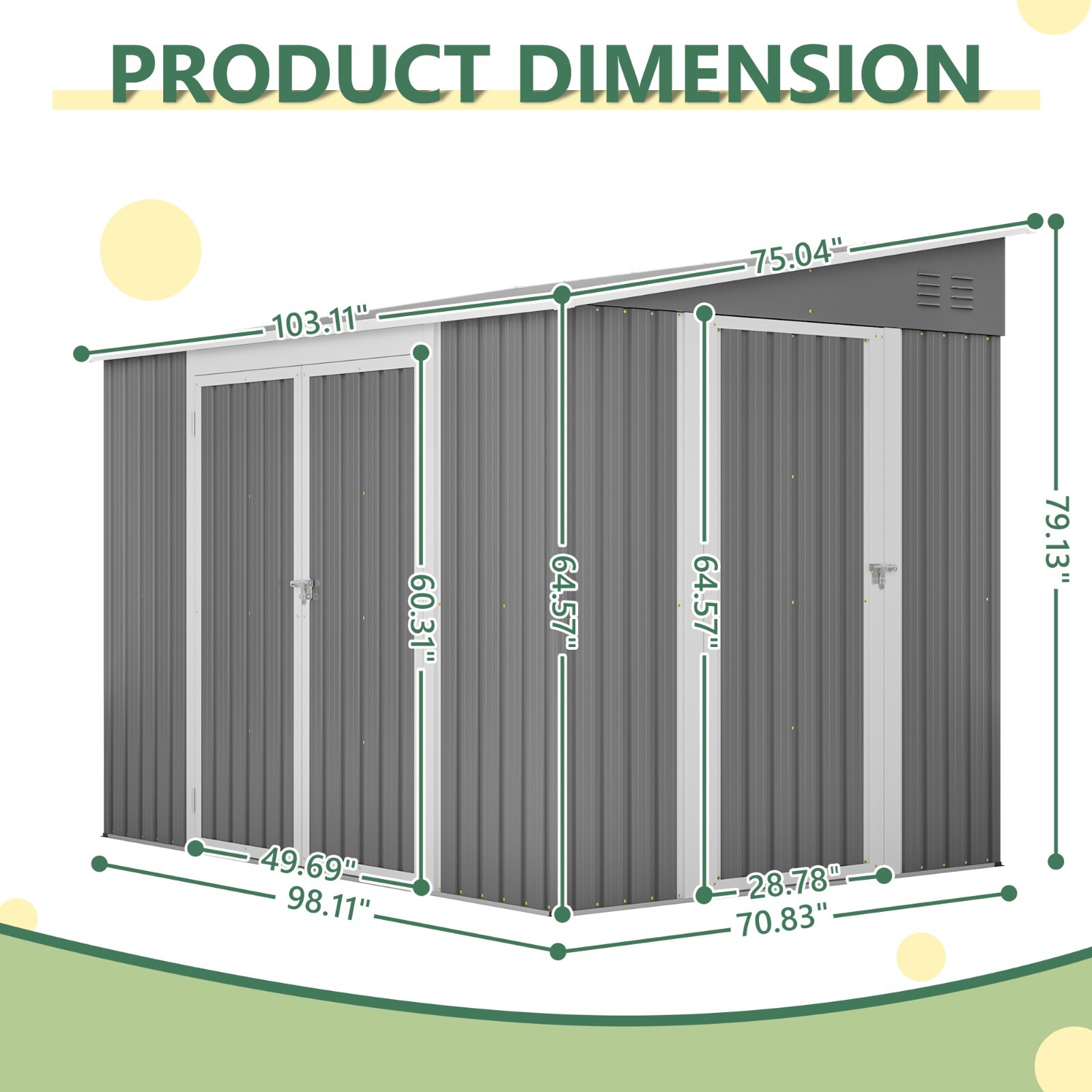 8'x6' Metal Outdoor Storage Shed Garden Tool Shed with Floor Kit
