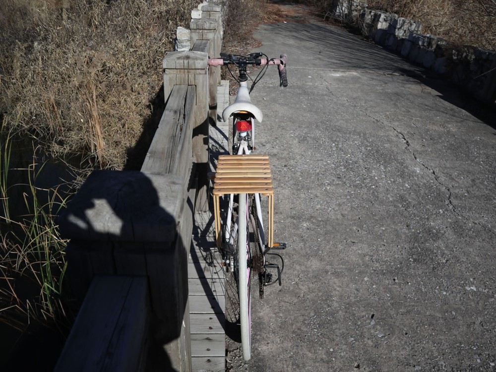 Bamboo Bicycle Rear Rack With Bungee Cords