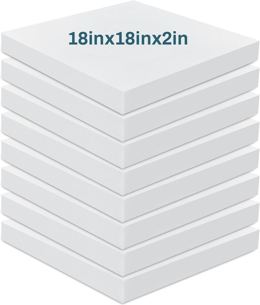 8 Pack 2"x18" Upholstery Foam - Ideal for Sofas, Chairs & DIY Projects
