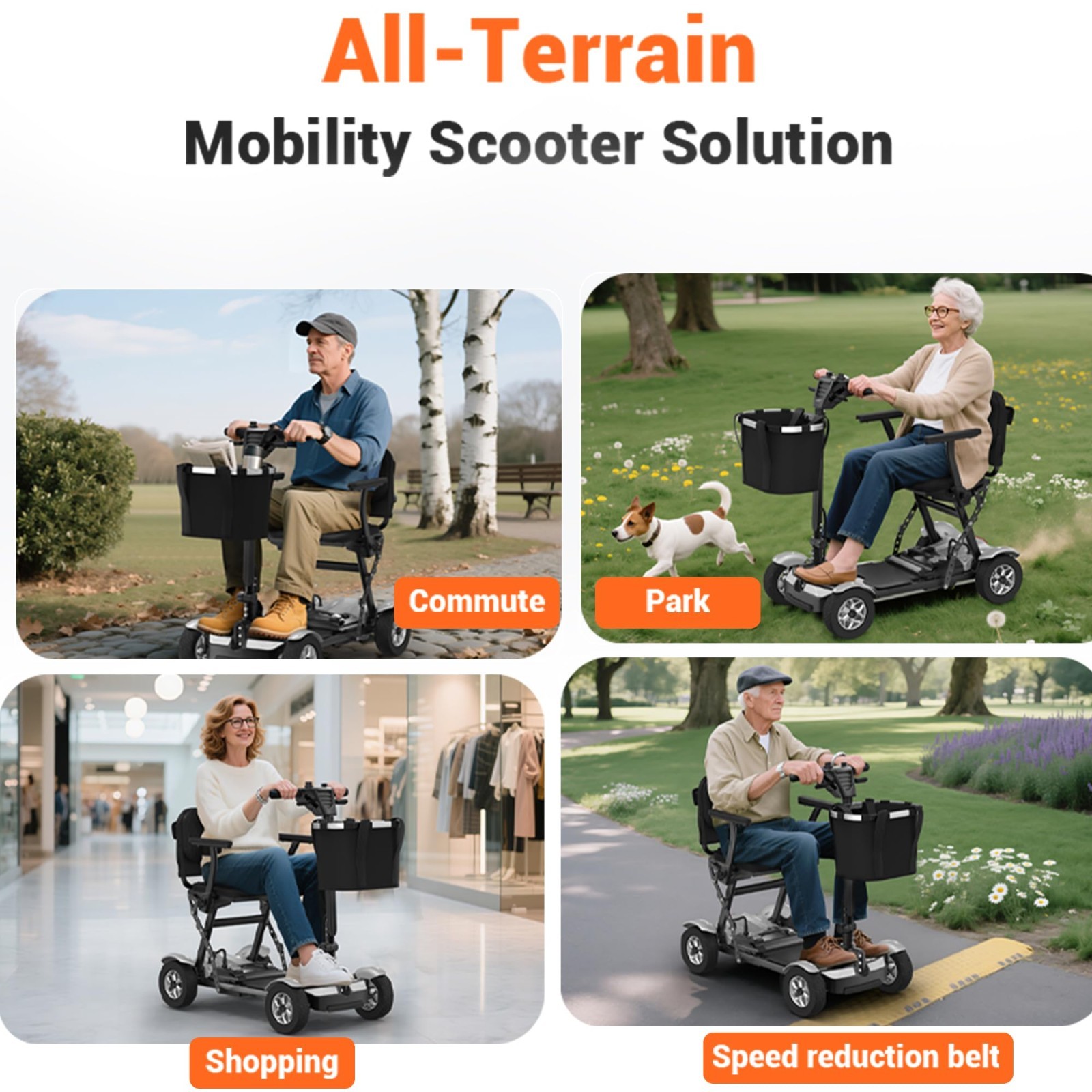 Foldable 4-Wheel All-Terrain Electric Mobility Scooter for Adult,Airline Approve