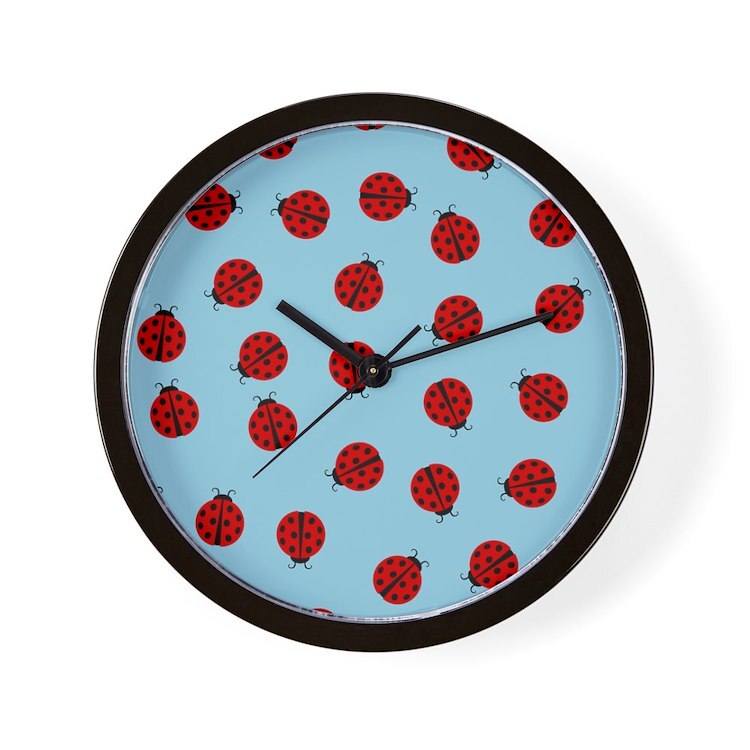 CafePress Cute Ladybug Pattern 10" Wall Clock (219748713)