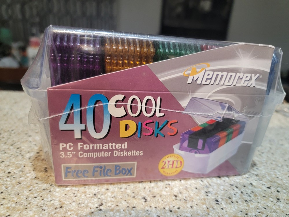 40 Pack Memorex PC Formatted 3.5" HD 1.44MB Computer Diskettes NEW Rainbow Pack!