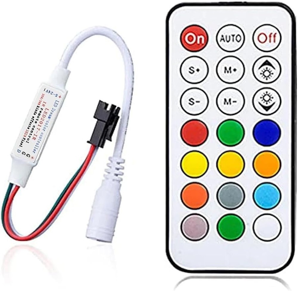 Ruirui Mini DC5-24V 21 Keys 2811 Remote Control RF Controller for WS2811 WS28...