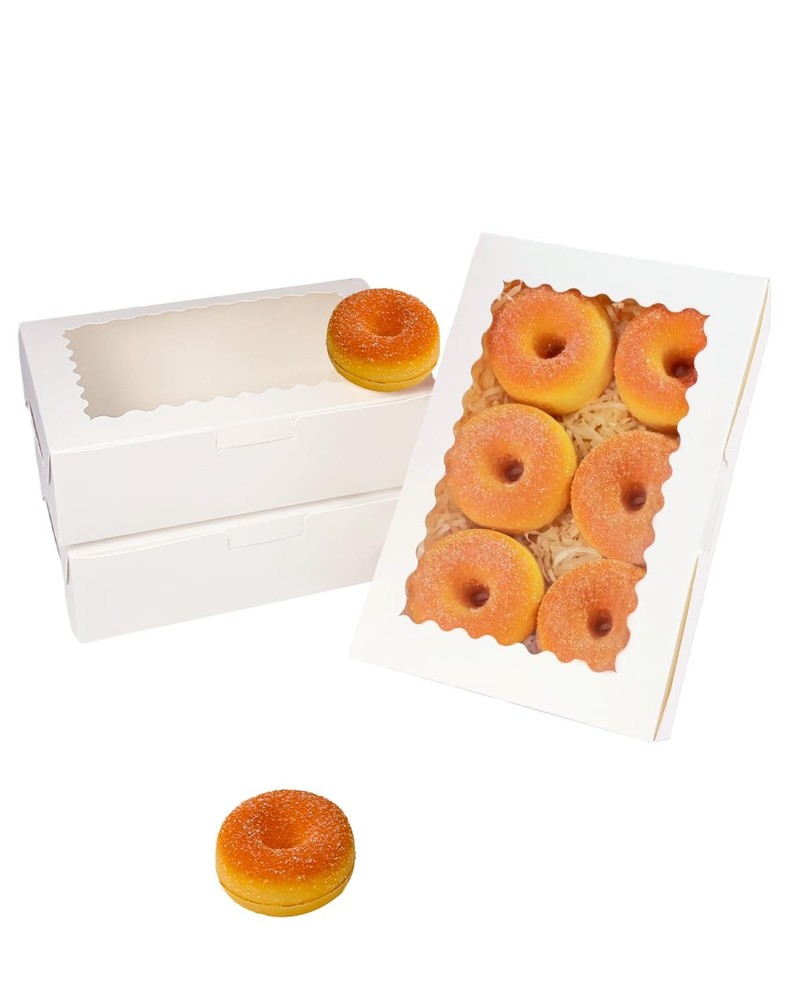 qiqee 9x6x2.5 Inch White Cookie Box with Window 15Pcs inches,