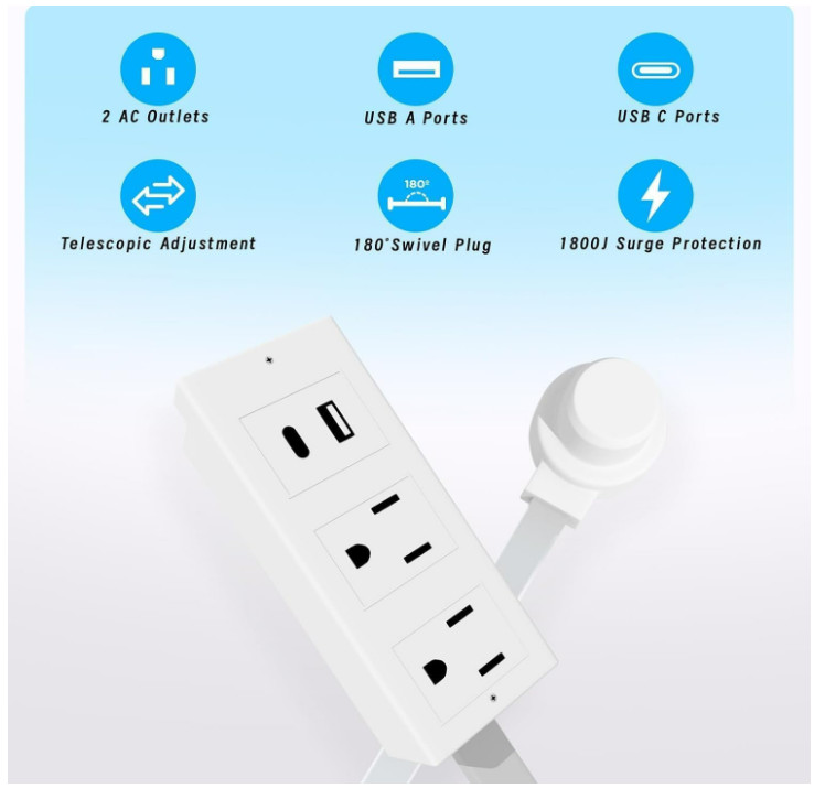 Electrical Outlet Expander Power Socket Rotating Extender Sofas Nightstands Desk