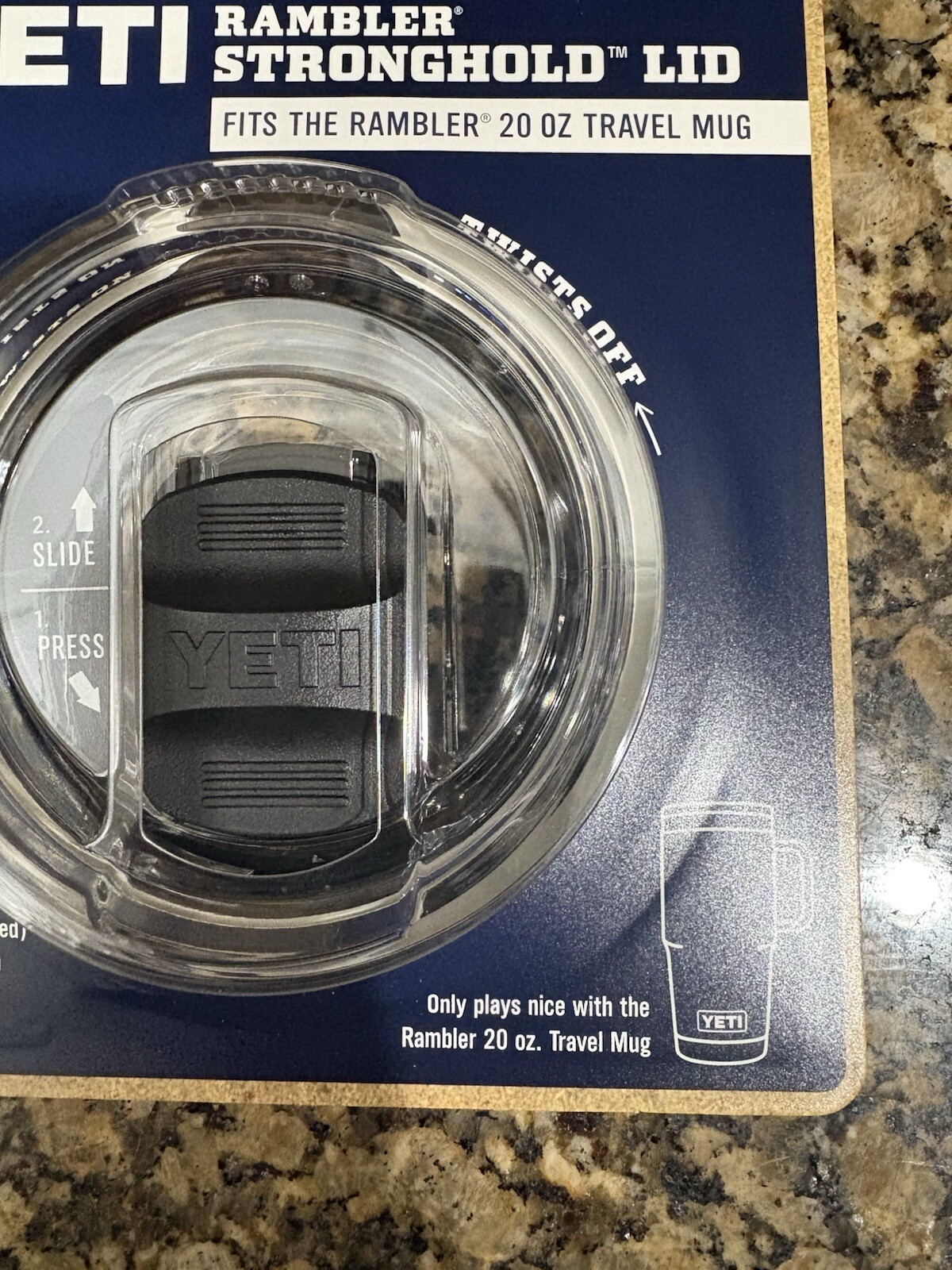 Yeti Rambler Stronghold Black/Clear Lid (Only Fits Rambler 20 oz Travel Mug) NEW