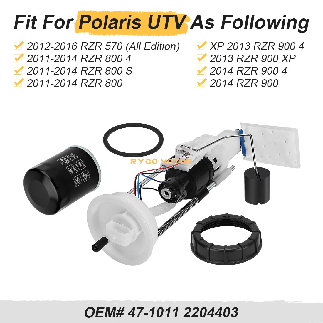 Fuel Pump Assembly & Oil Filter For Polaris RZR 570 800 900 47-1011 2204403
