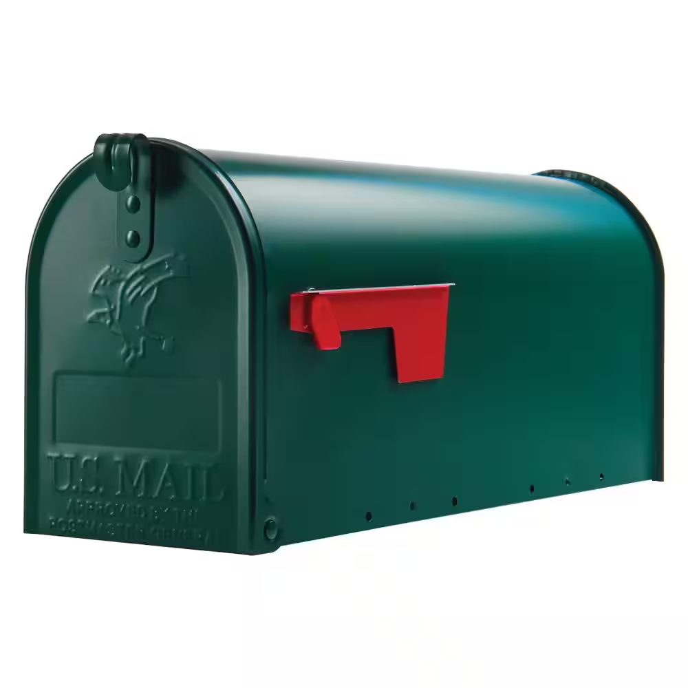Gibraltar Mailboxes Elite Large Capacity Galvanized Steel Green, Post-Mount