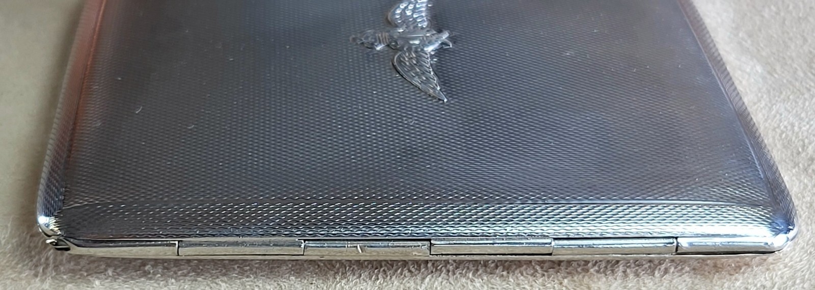 CHOICE 1939 RAF insignia Sterling Silver Smokes Case James Dixon, Chester 4.6ozt