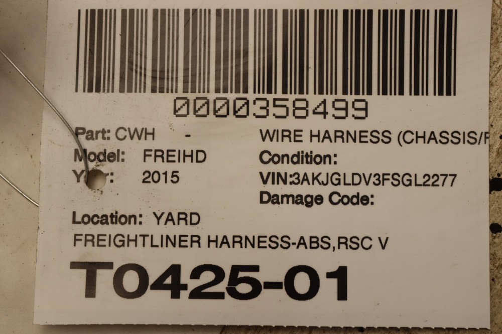 2008-2017 FREIGHTLINER CASCADIA 125 ABS SYSTEM ROLL STABILITY HARNESS CABLE OEM