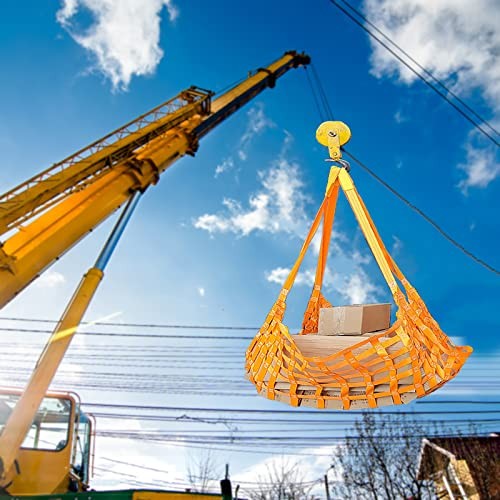 Cargo Lifting Net, Flat Polyester Sling Hoisting Net 15cm Square Mesh Tear