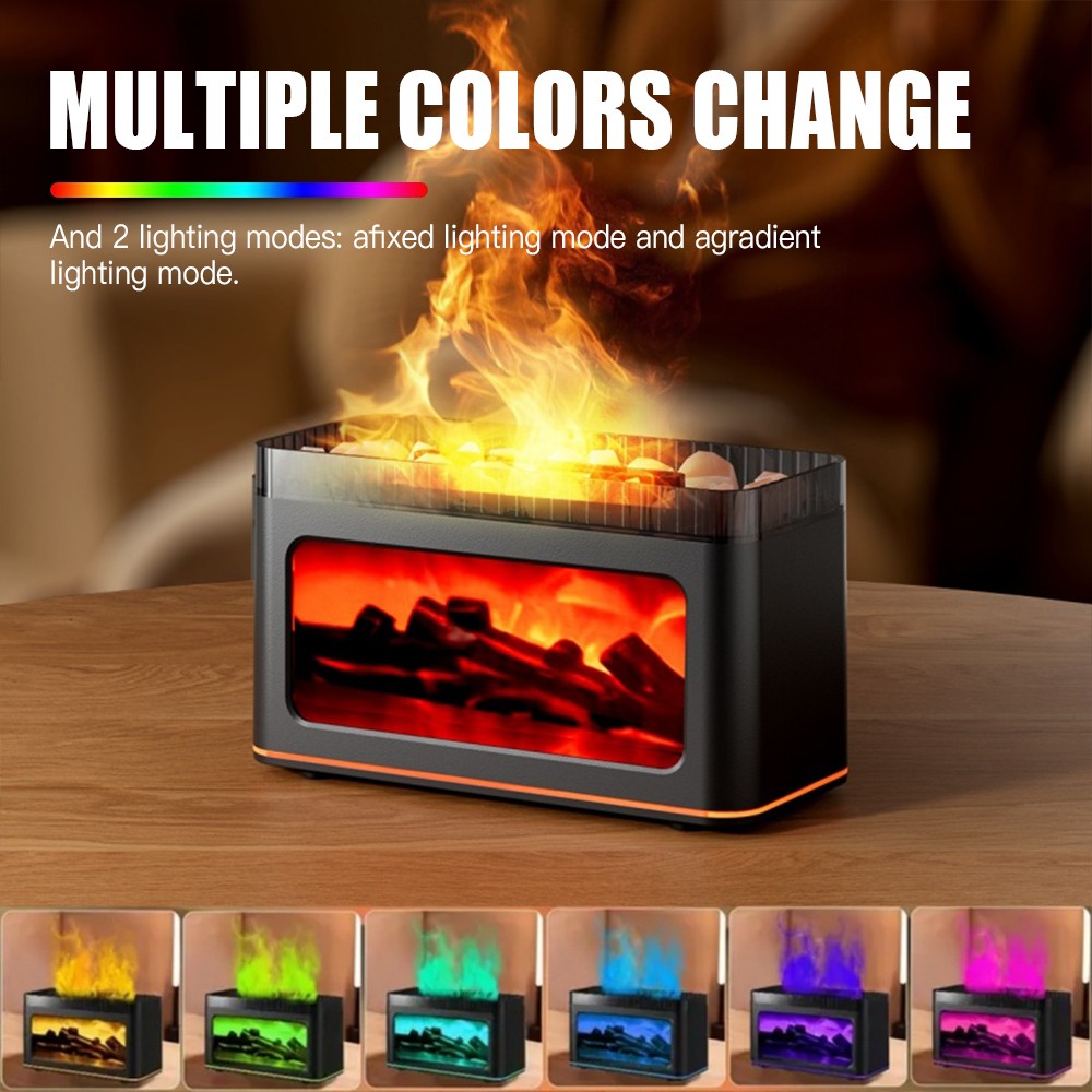 Flame Humidifier Ultrasonic Aromatherapy Essential Oil Diffuser with LED Light