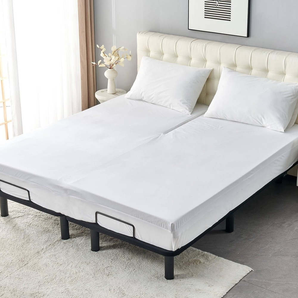 Waterproof 32-34" Split Top Queen Mattress Protector for Adjustable Bed Soft ...