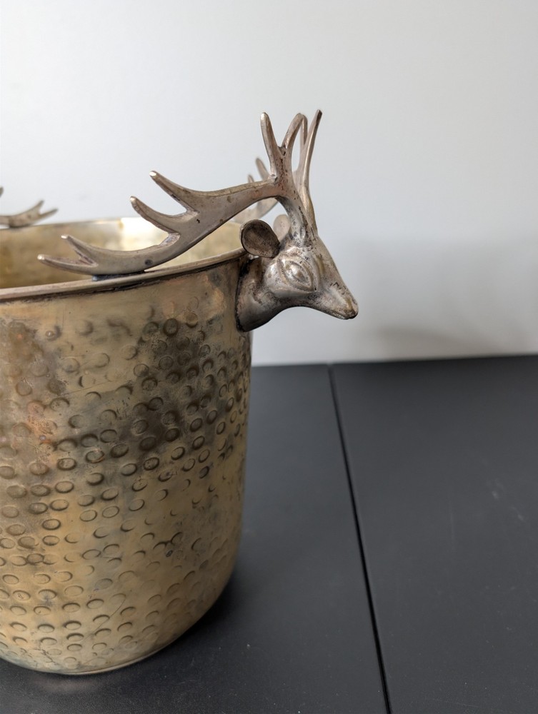 International Silver Company Handmade Silver Plated Two Stag Head Bucket