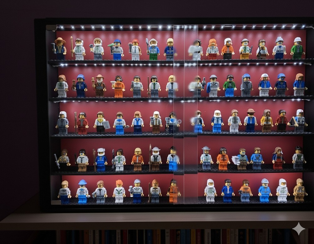 Mini Figures Display Case For Figurines 5 Level LED Strips - SUITS Lego RED 🍒