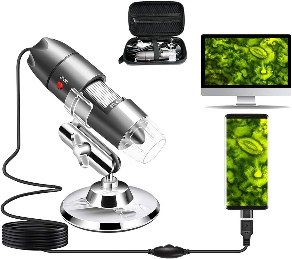 High Magnification USB Digital Microscope Camera with Carrying Case and Stand