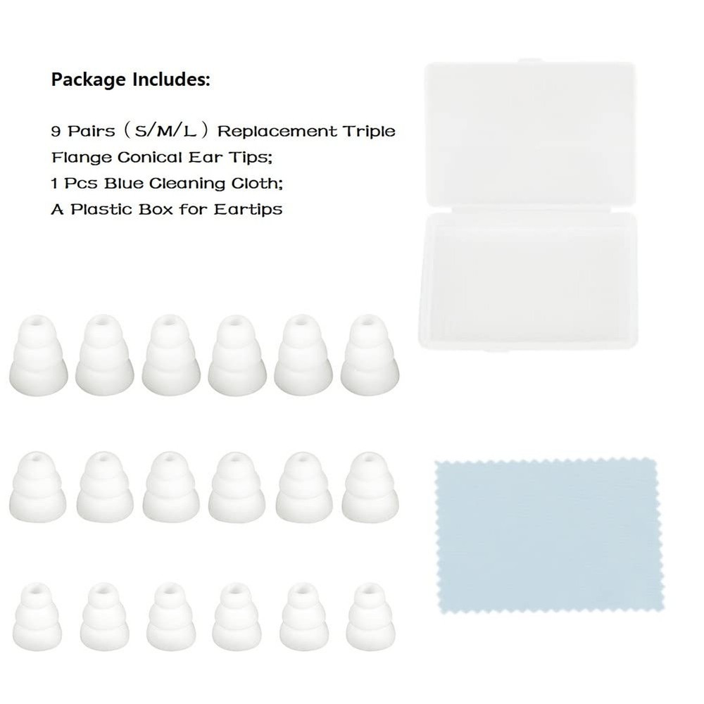 Triple Flange Eartips Soft Silicone Replacement Earbud Tips Fit for Inner Hol...