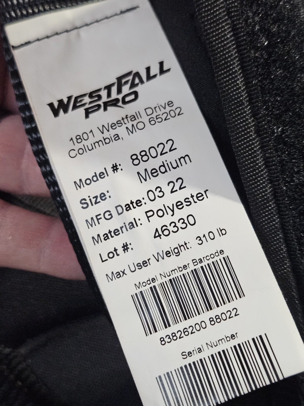 Westfall Pro 88022 88020 Ascend Tower Climbing Harness Medium Metal Seat Sling