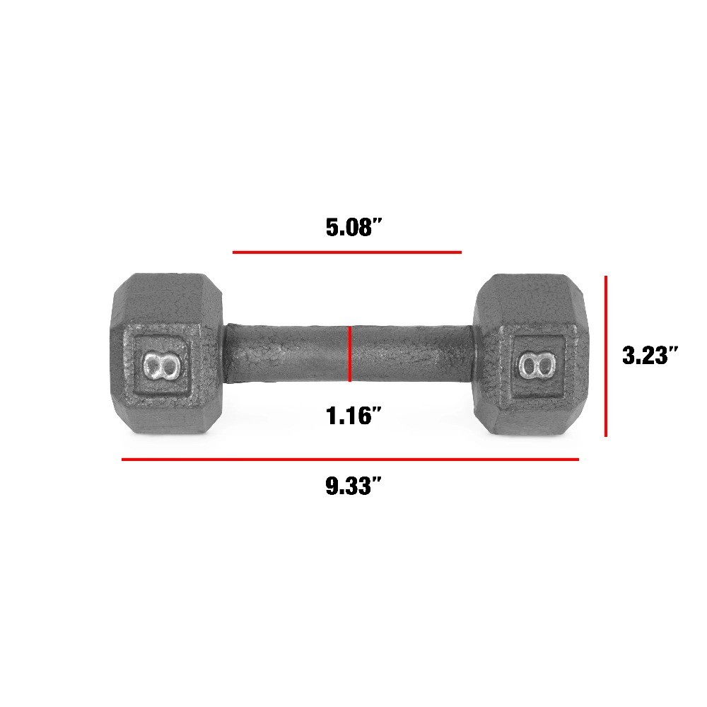 8lb Cast Iron Hex Dumbbell, Single