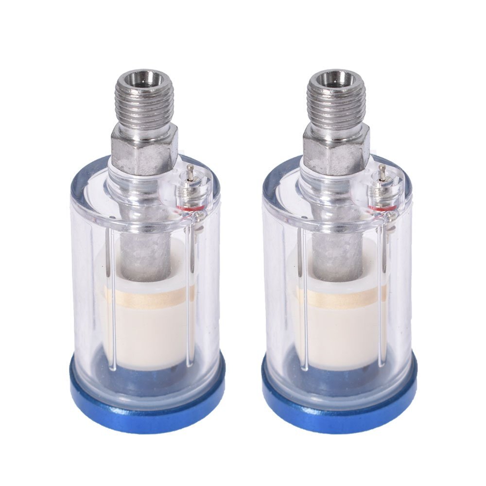2pc Oil Water Separator Filter Seperator 1/4" Air Brush Compressor Tool Trap