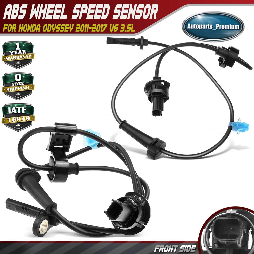 2Pcs Front Side ABS Wheel Speed Sensor w/ 2 Pins for Honda Odyssey 2011-2017